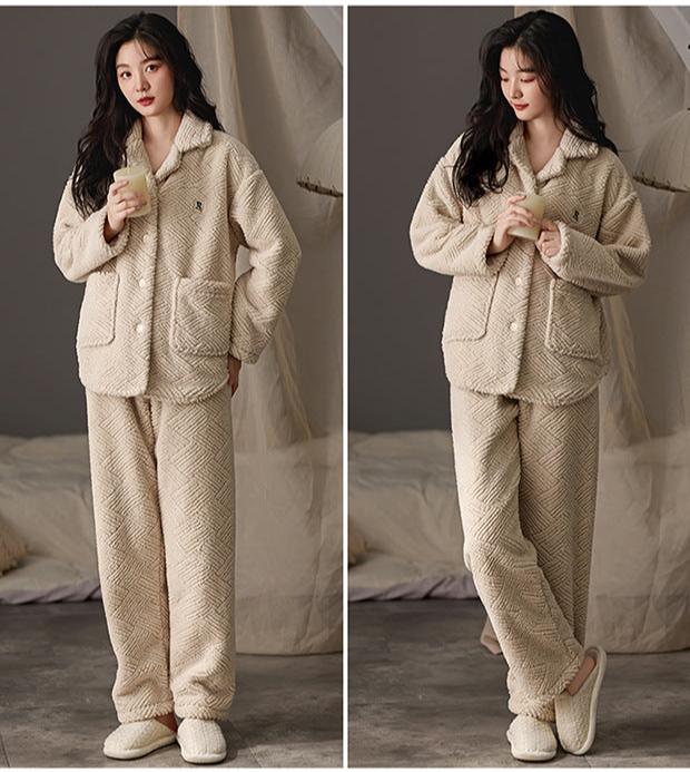 4-Piece Flannel Matching Winter Pajamas for Couples