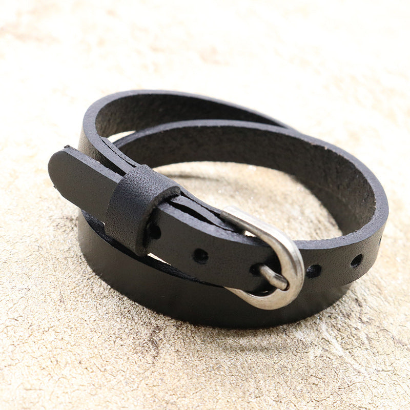 Double Wrap Mens Bracelet 22cm Leather