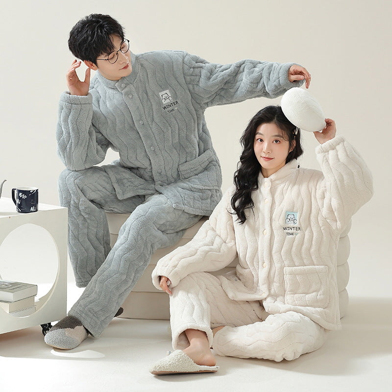 Set of 2 Winter Loungewear PJs for Couples 100% Flannel