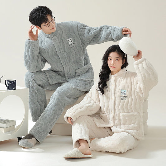 Set of 2 Winter Loungewear PJs for Couples 100% Flannel