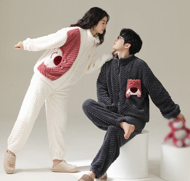 Couples Matching Thick Fleece Pajamas Set