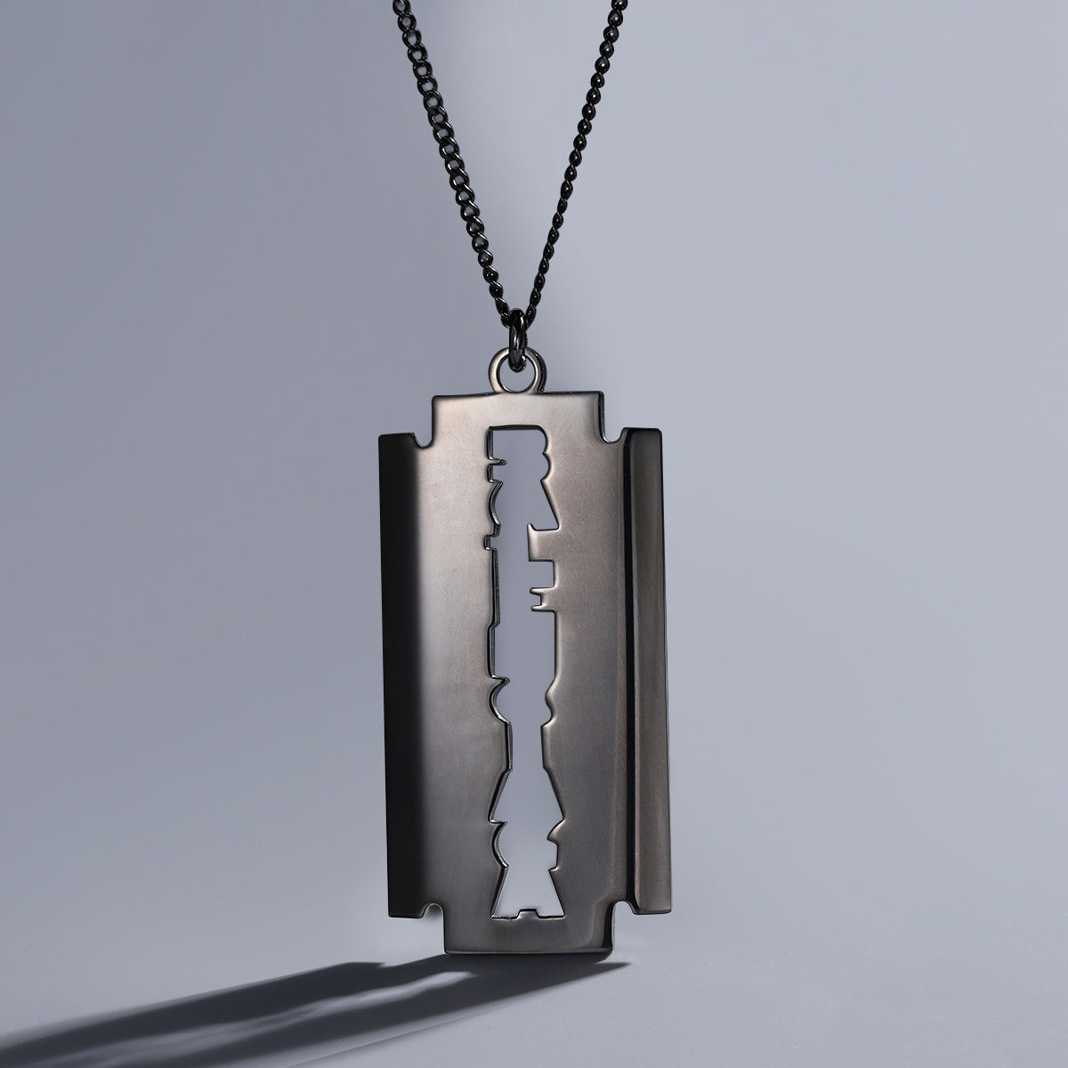 Engraved Blade Shaped Necklace Gift for Barber