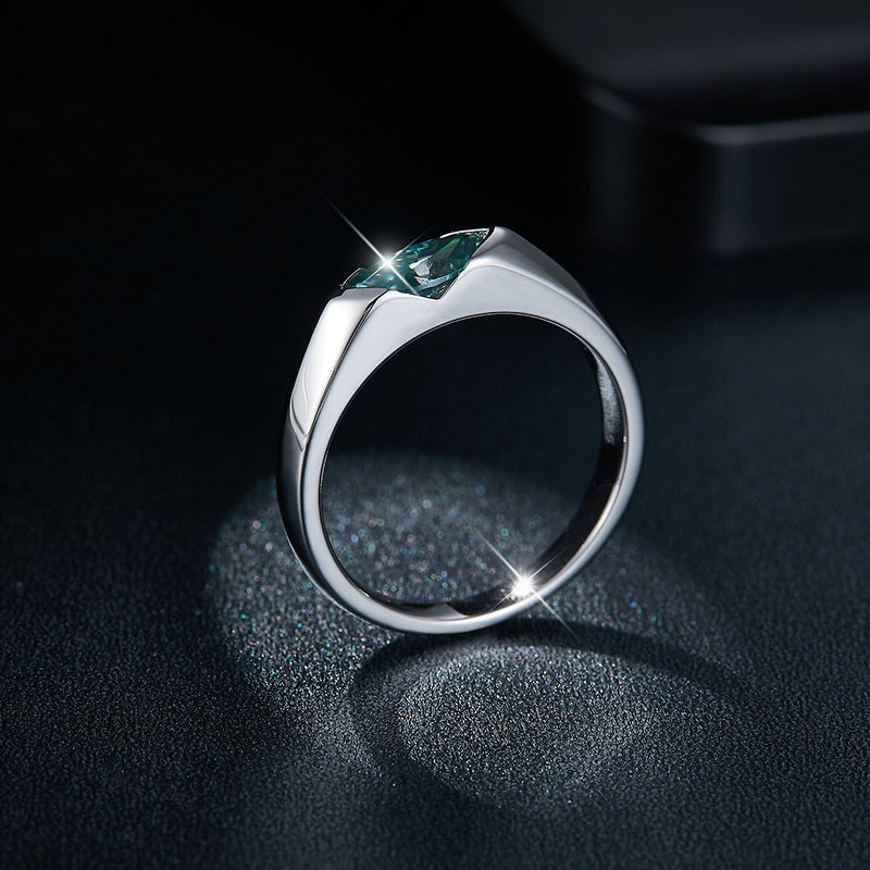 1 Carat Black Moissanite Eye of Horus Solitaire Ring