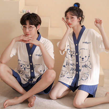Matching Short Sleeves Sleepwear Pajamas for Couples