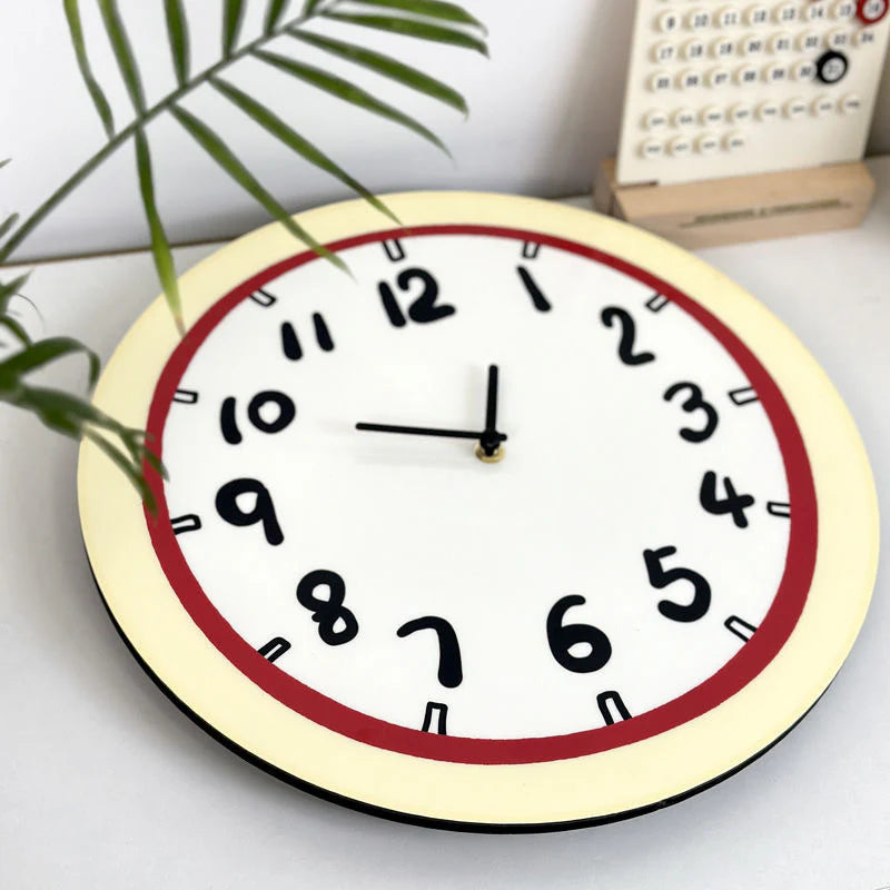 Hand-Drawn Style Silent Wall Clock – Unique Acrylic Design