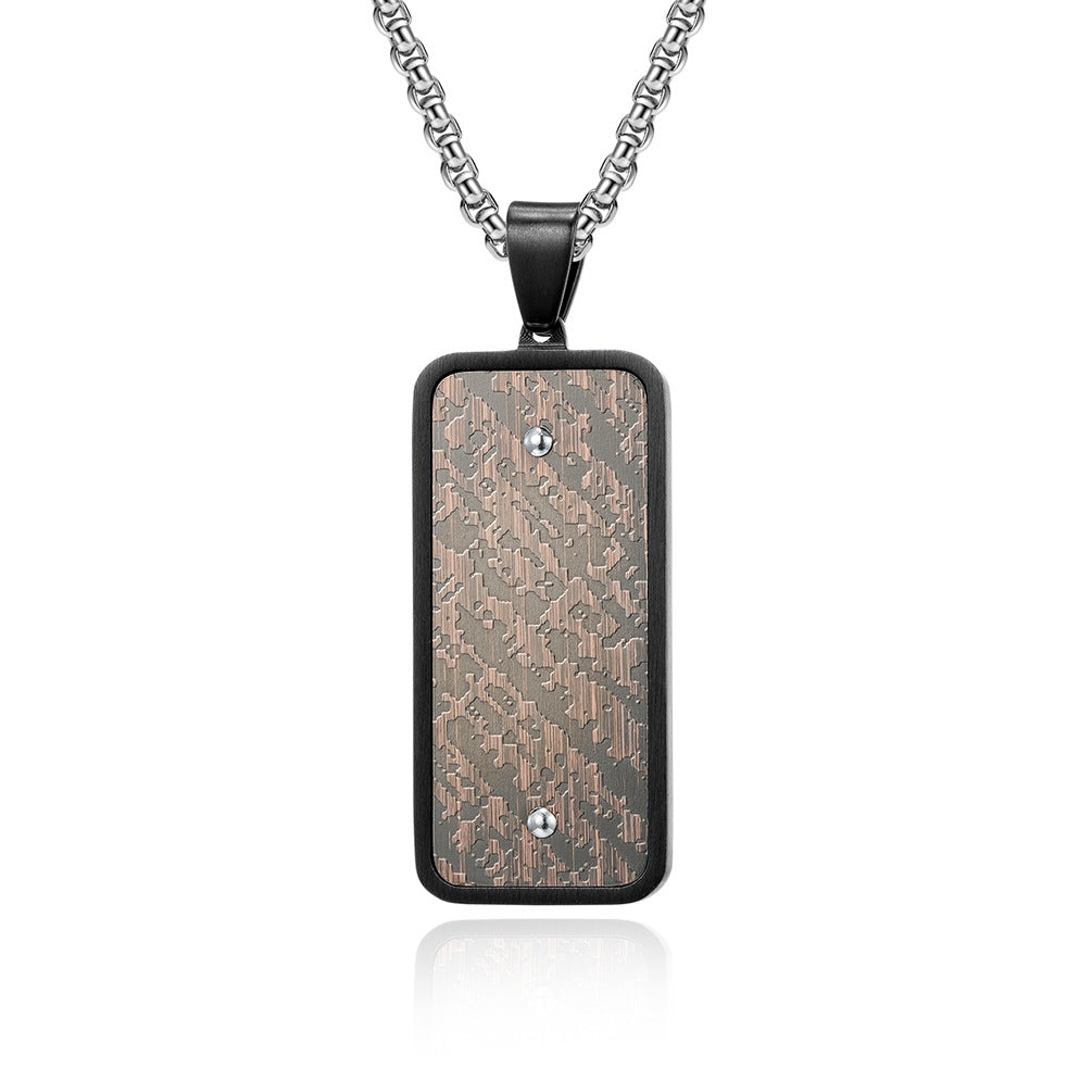 Engravable Vintage Mens Vertical Pendant Necklace