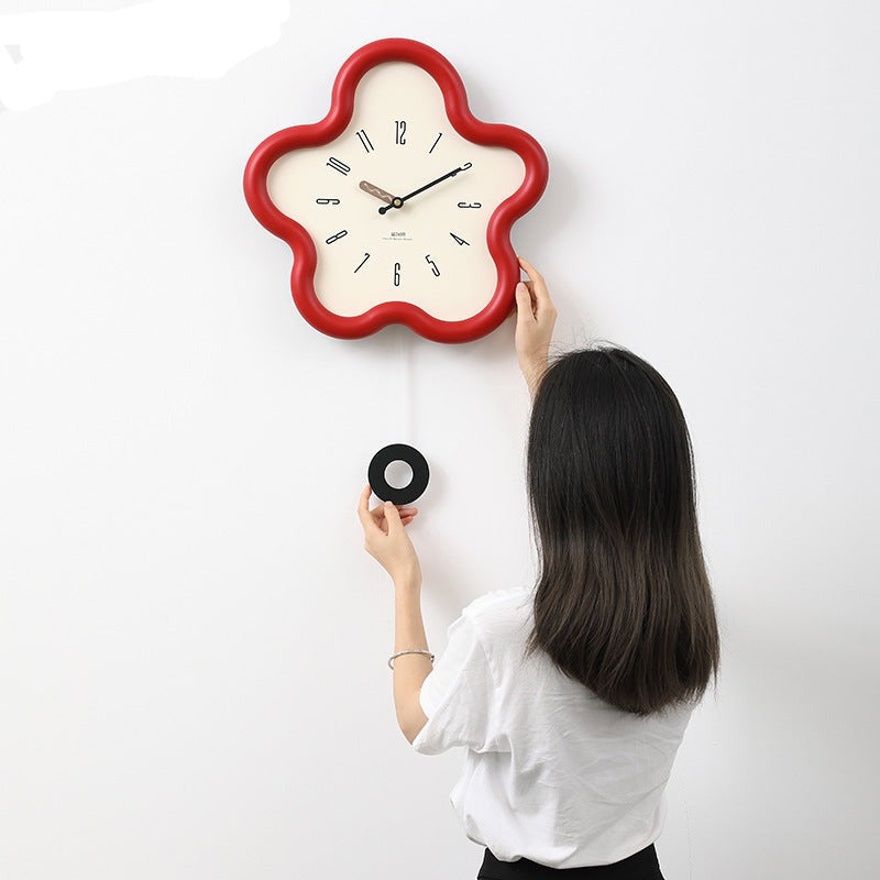 Flower Silent Pendulum Clock for Kids Bedroom