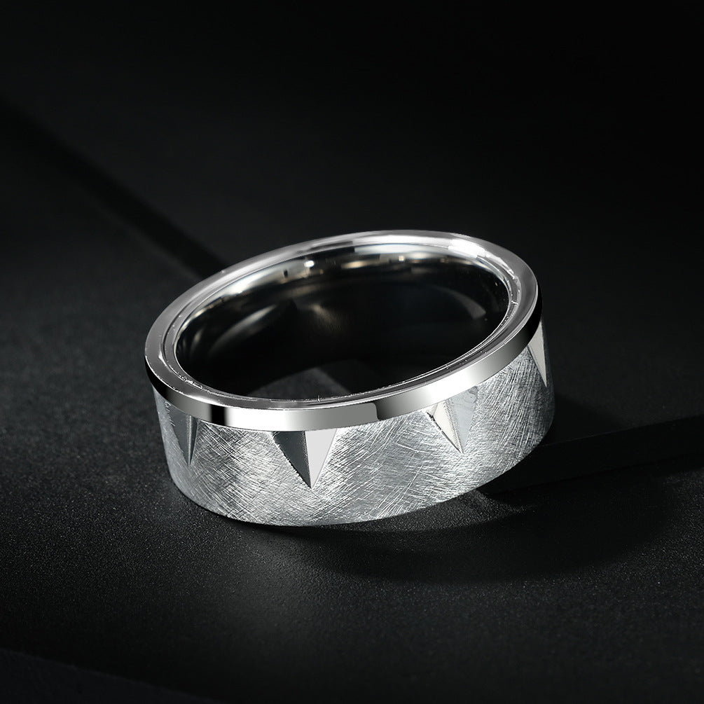 Engraved Mens Brushed Wedding Band 8mm