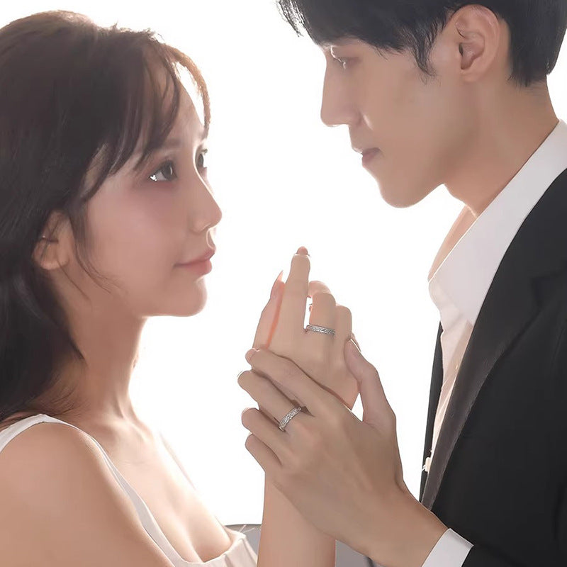 Vintage Floral Promise Rings - White Gold Engravable Set