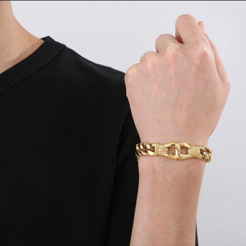 Personalized Vintage Style Mens Bracelet 22cm Stainless Steel