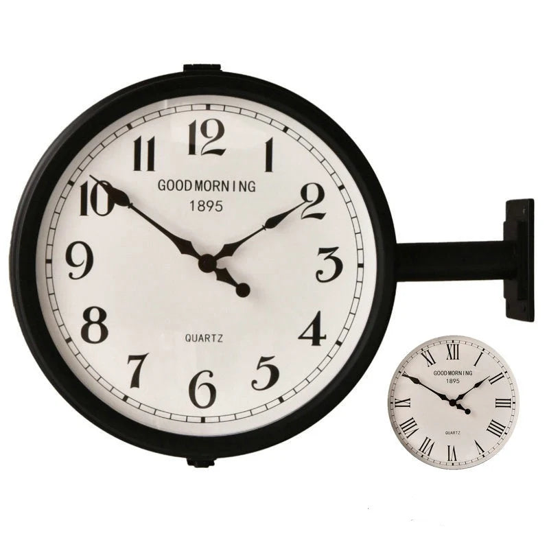 Double-Sided Station Wall Clock – Art Deco, Silent