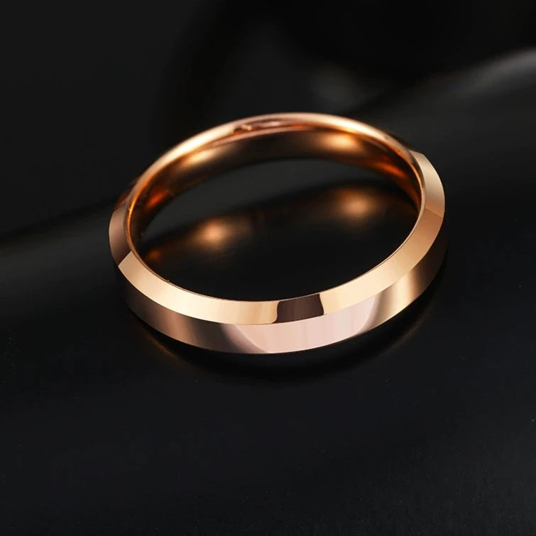 Engraved Mens Wedding Band 18K Gold Plated Steel