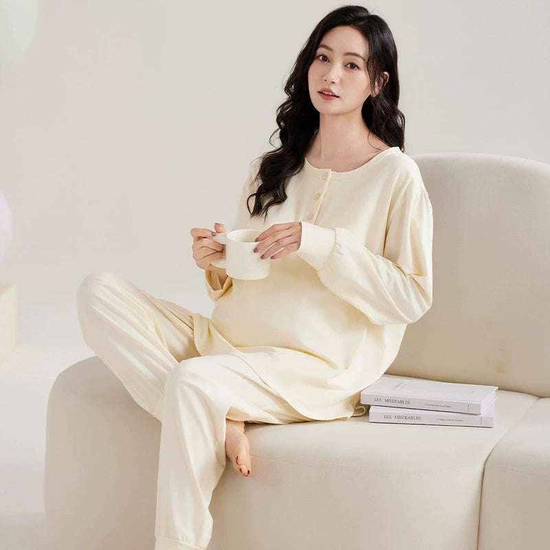 Gullei™ Cotton Maternity & Nursing Pajama Set with Built-in Bra