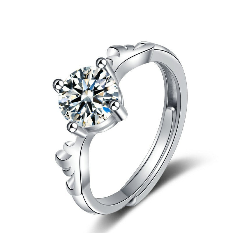 Engraved 1 Carat Moissanite Antler Ring for Her