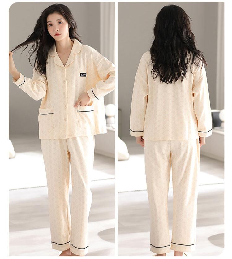 Soft Matching Long Sleeves Pajamas Set 100% Cotton