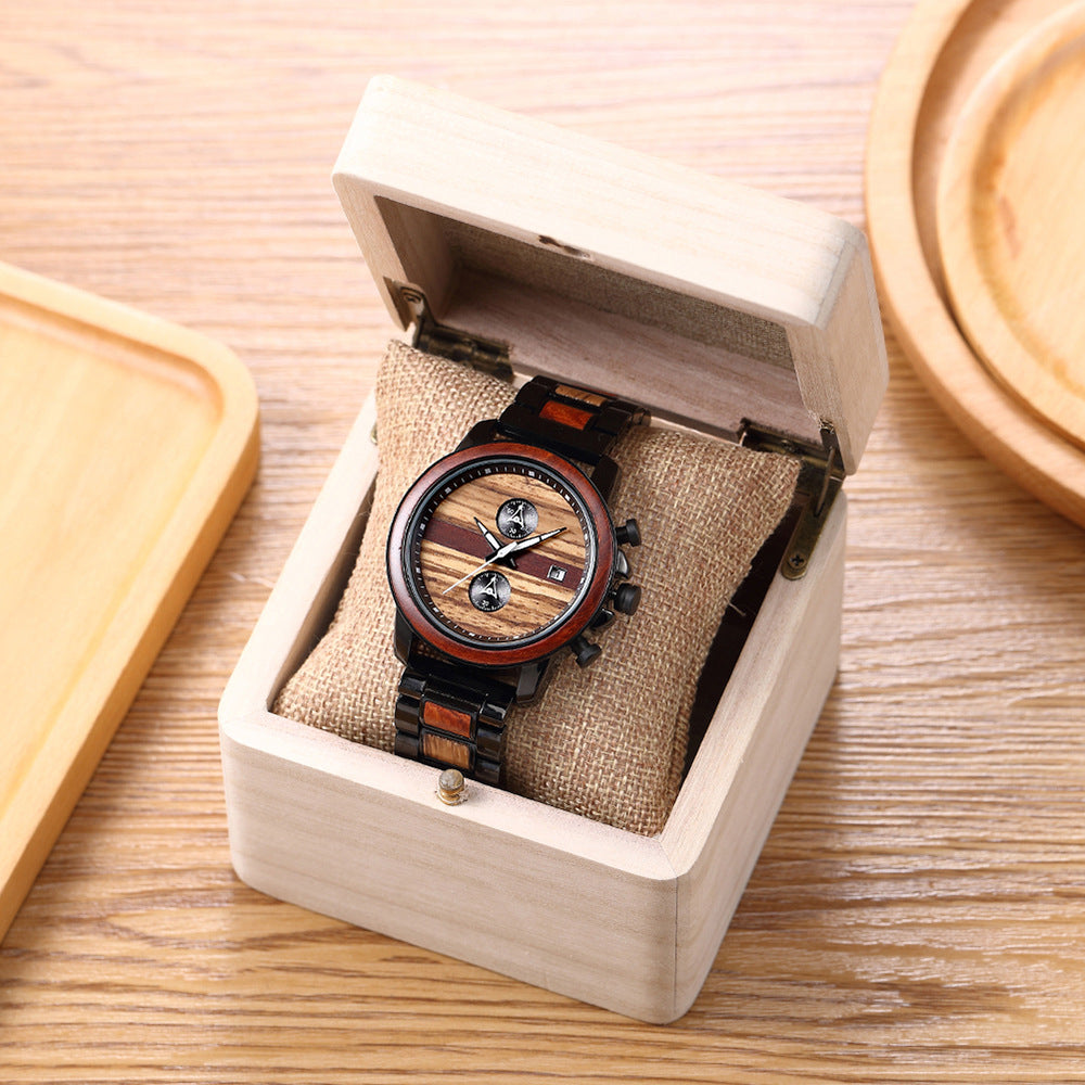 Matching Wooden Quartz Couple Watch Set for Two