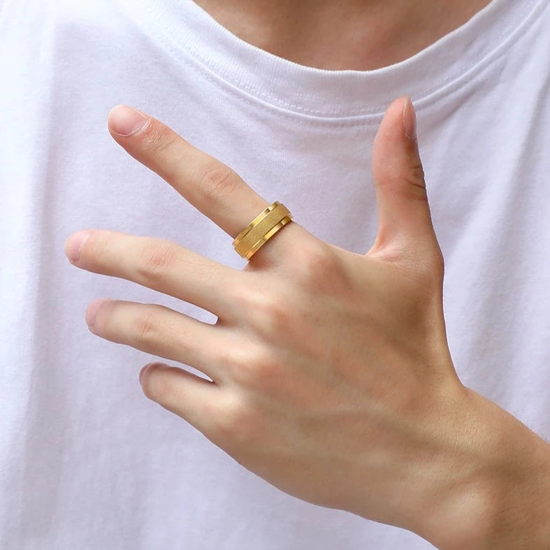 Engraved Mens Fidget Wedding Ring Tungsten