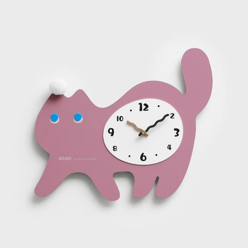 Gullei™ Cute Cat Silent Wall Clock for Kids Bedroom