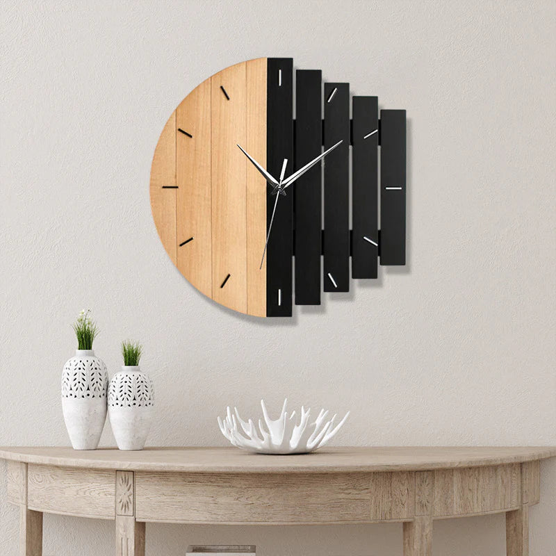 Unique Wooden Analog Silent Wall Clock — 30×30 cm