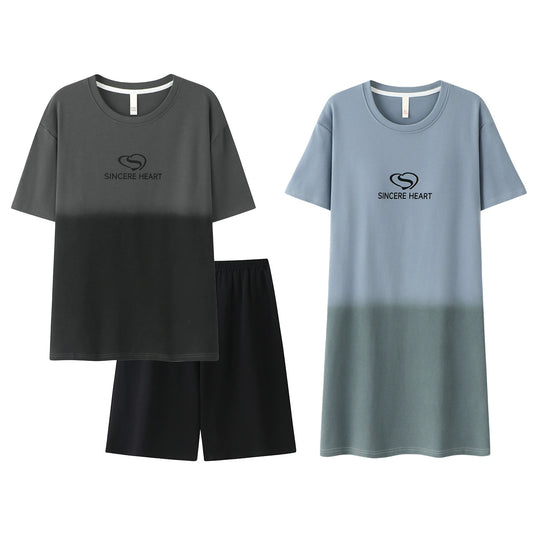Minimalist Gradient Cotton Couple Sleepwear