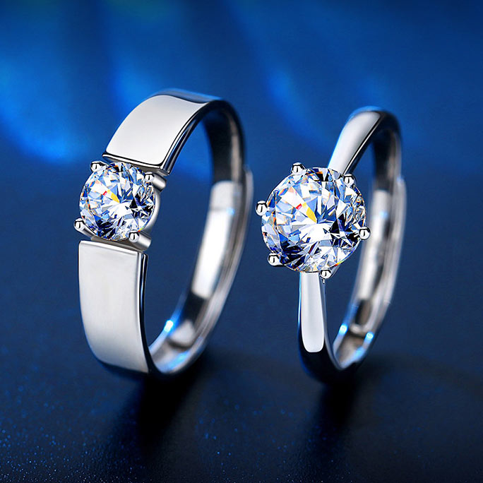 Engraved 1.5 Carat Diamond Engagement Rings Set