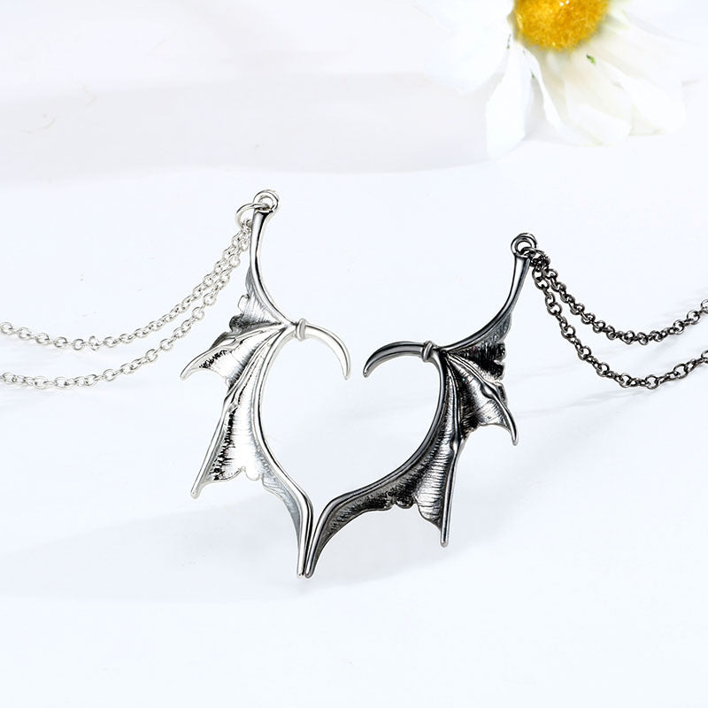 Demon Angel Wings Couple Necklaces Set