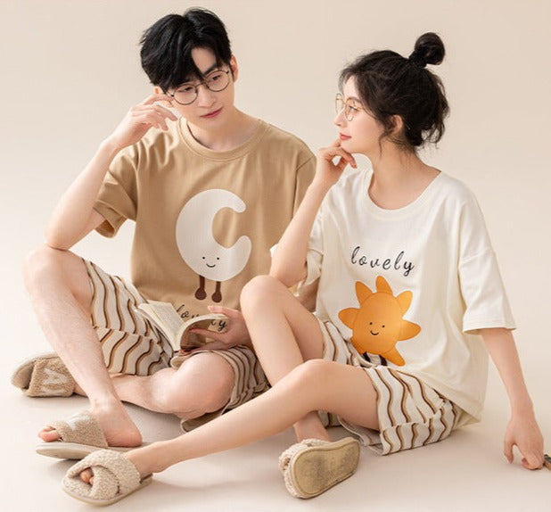 Matching Summer Pajamas for Men and Women 100% Cotton