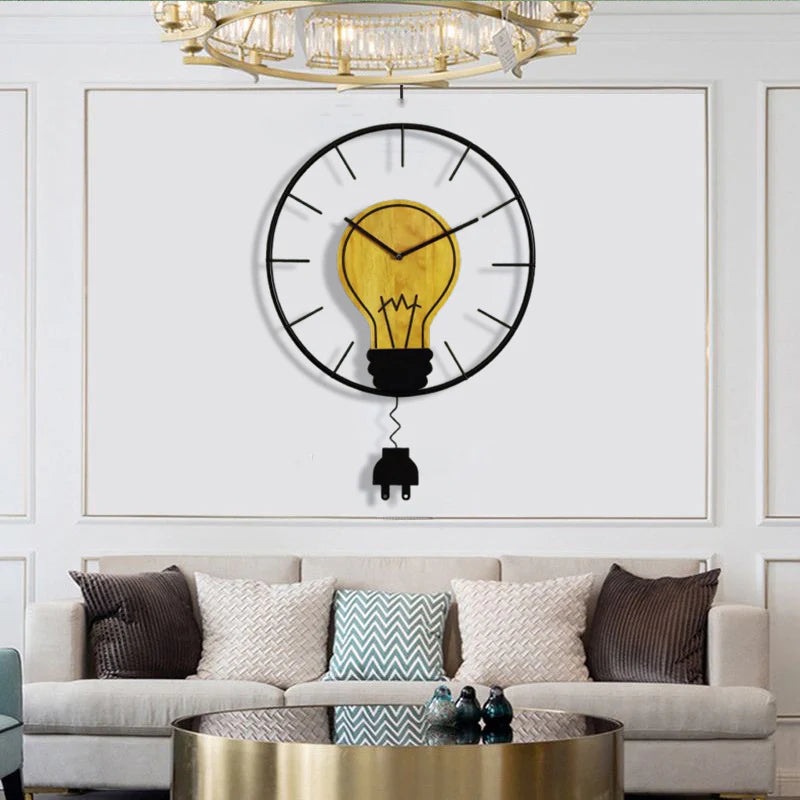 Antique Bulb Shaped Pendulum Wall Clock — Industrial Vintage (41×41 cm)