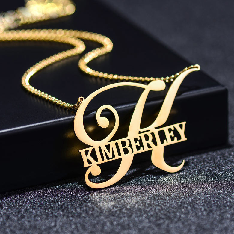 Custom Name Initial Artistic Necklace for Her