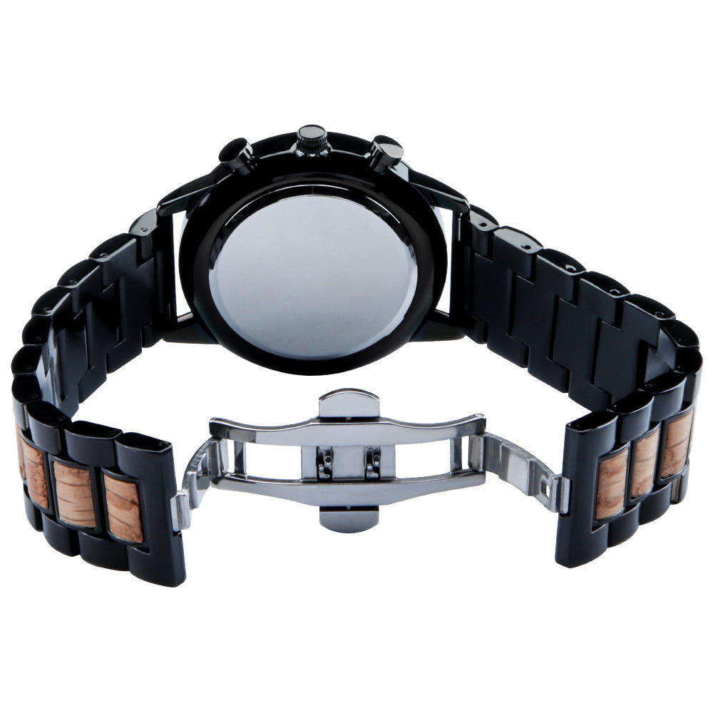 Engraved Mens Wood Watch Multifunctional