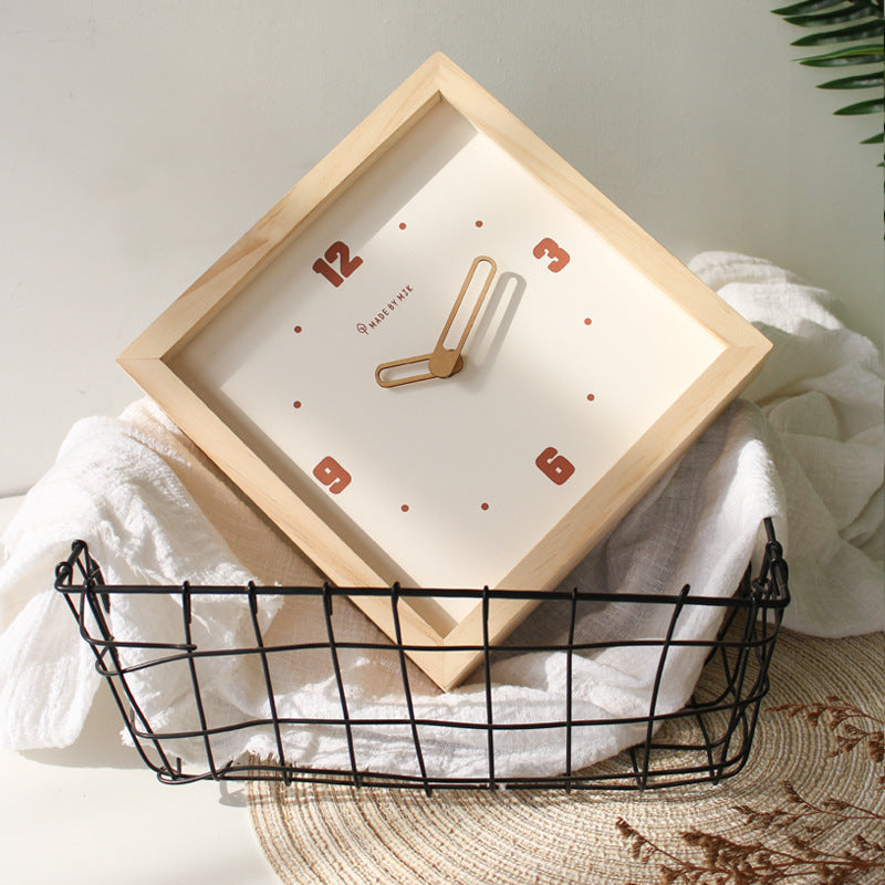 Solid Wood Silent Square Clock – Minimal Design