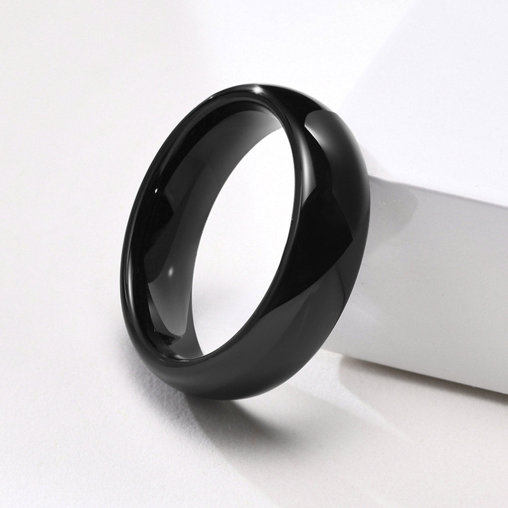 Custom Engraved Mens Black Wedding Ring Tungsten