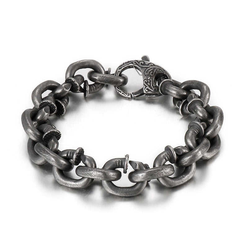 Vintage Nails Chain Bracelet for Men 23cm
