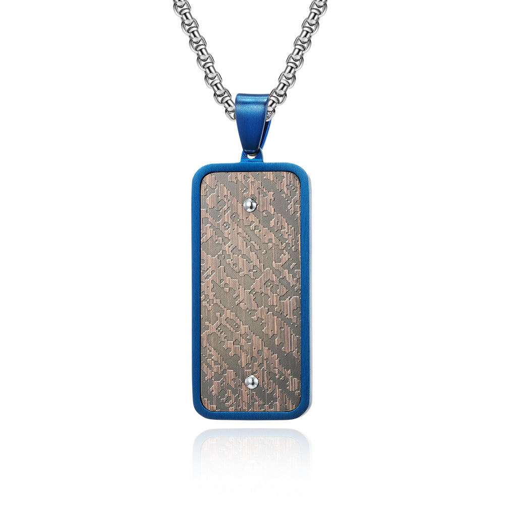 Engravable Vintage Mens Vertical Pendant Necklace