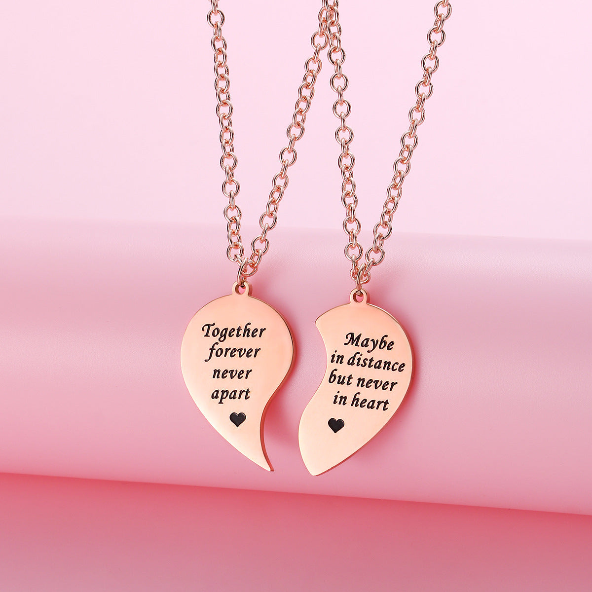 Engraved Together Forever Necklaces Set for Couples