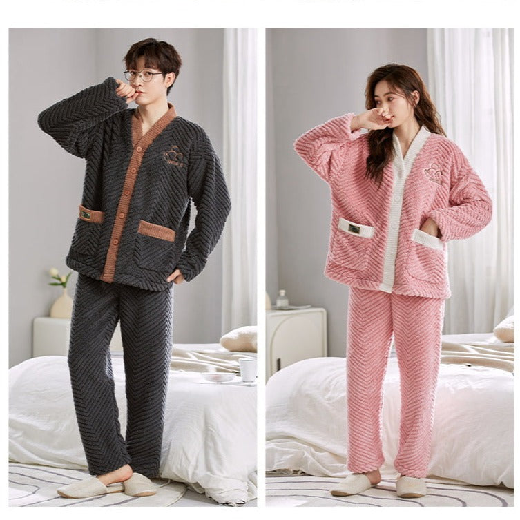 Matching Winter Nightwear Pajamas Set for Couples