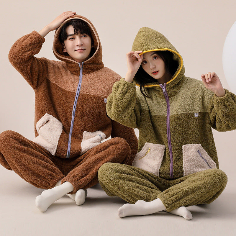 Couples Matching Hoodie Pajamas Set Winter PJs – Gullei