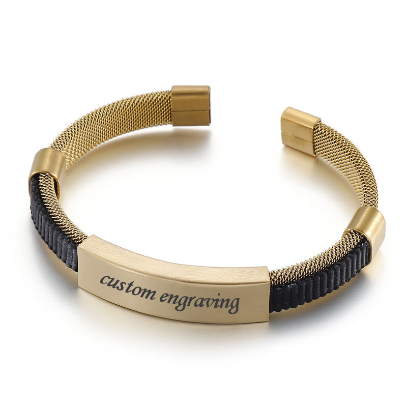 Custom Adjustable Size Mens Bangle Bracelet