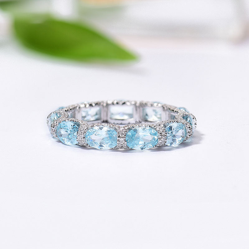 Aquamarine Eternity Promise Ring for Her