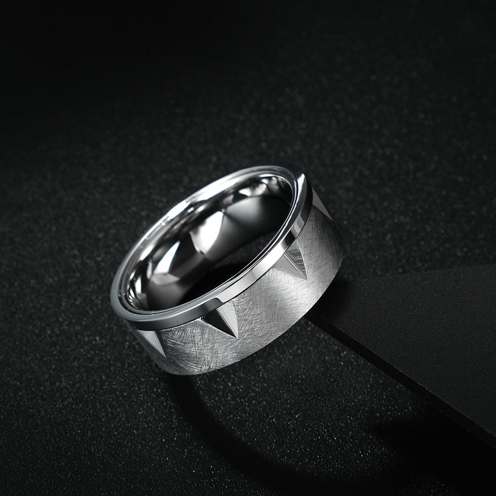 Engraved Mens Brushed Wedding Band 8mm
