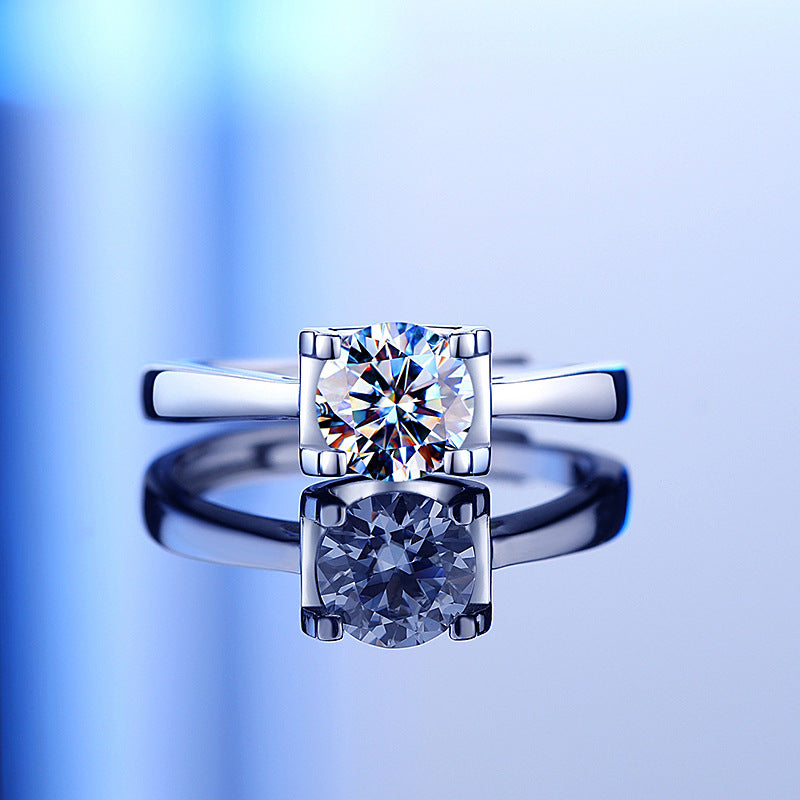 0.5 Carat Moissanite Solitaire Diamond Ring - Adjustable Size