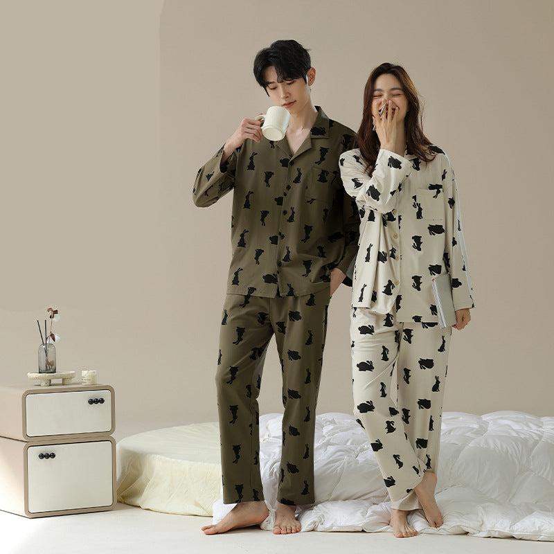 Premium Cotton Rabbits Pattern Long Sleeves Pajamas Set