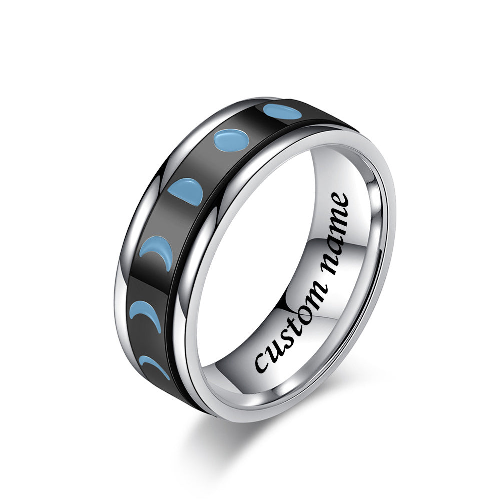 Engraved Solar Eclipse Fidget Ring for Men