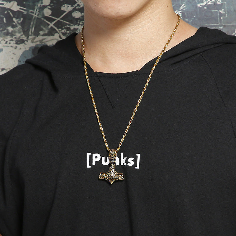 Custom Engravable Hammer Celtic Necklace for Men