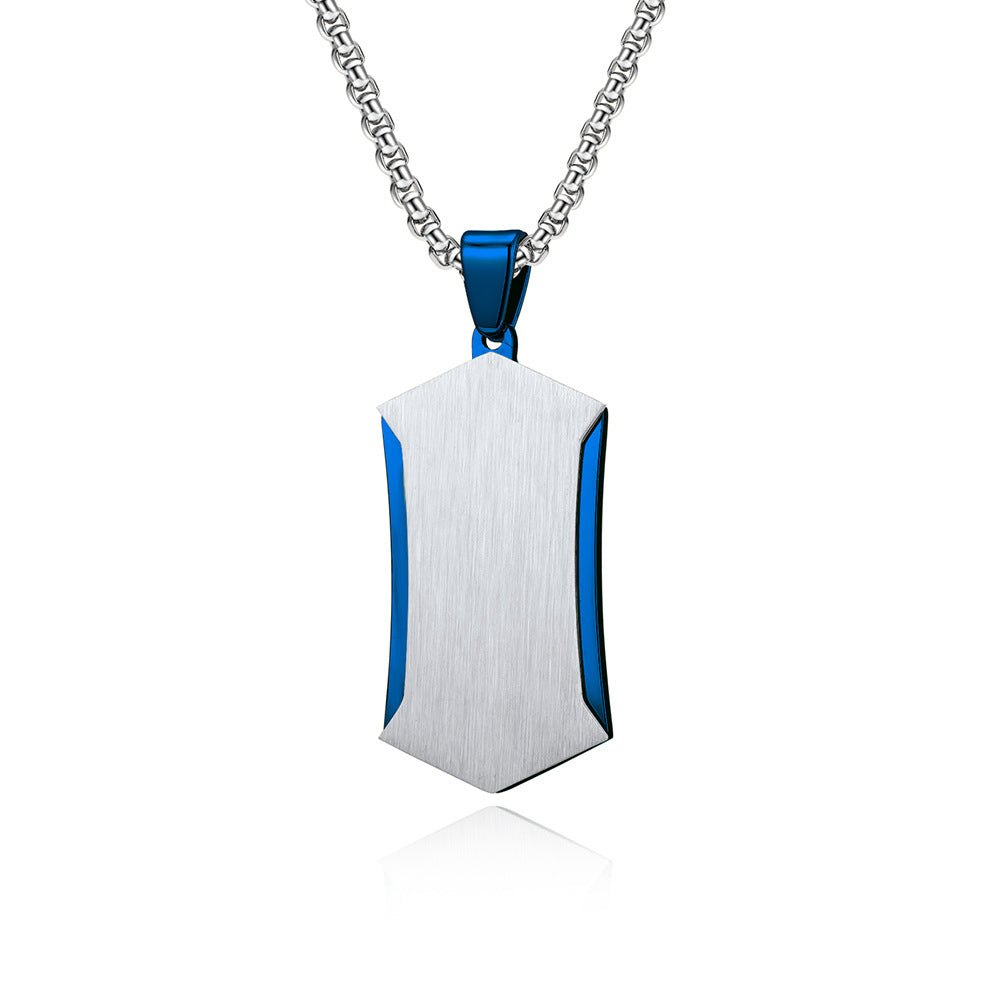 Custom Army Tag Brushed Pendant Mens Necklace