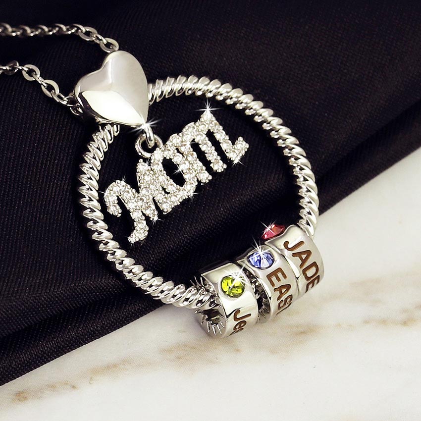 Kids Multiple Names Custom Birthstone Necklace