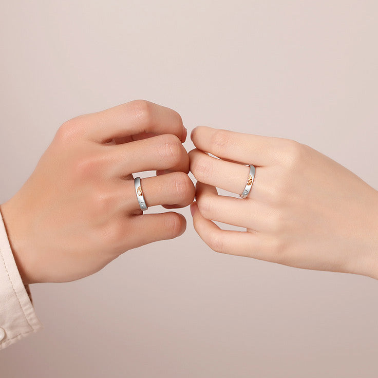 Half Hearts Custom Couple Rings Set for two