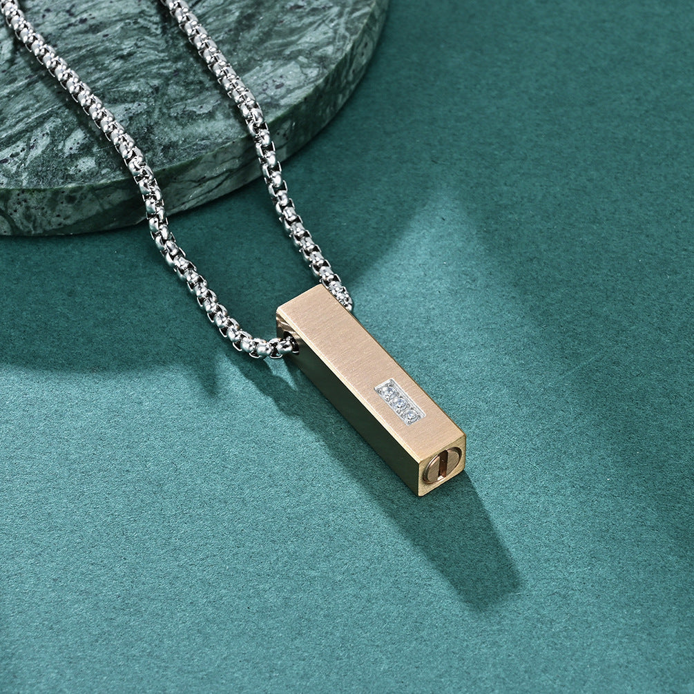 Engraved Urn Cremation Unisex Pendant Necklace