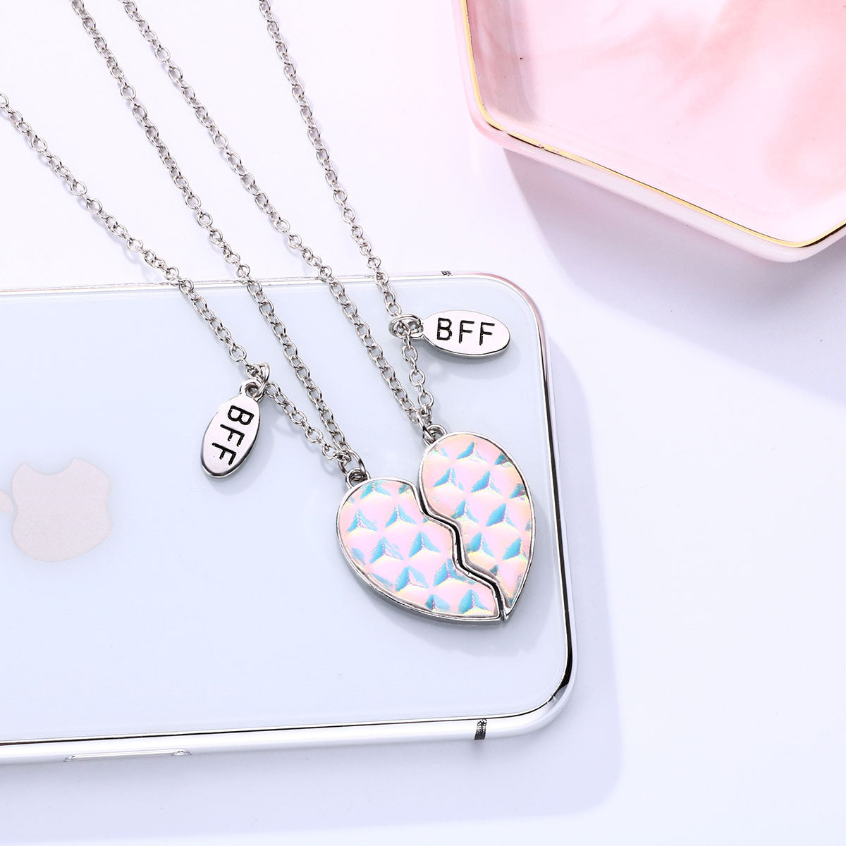 Cute Half Hearts Bff Necklaces Set for 2