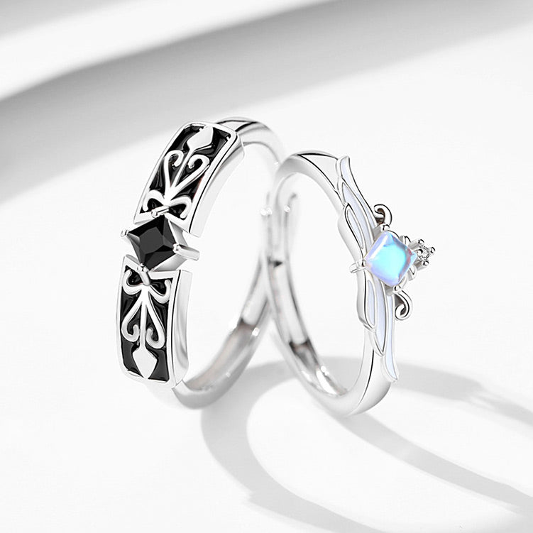 Engraved Matching Wings Wedding Bands